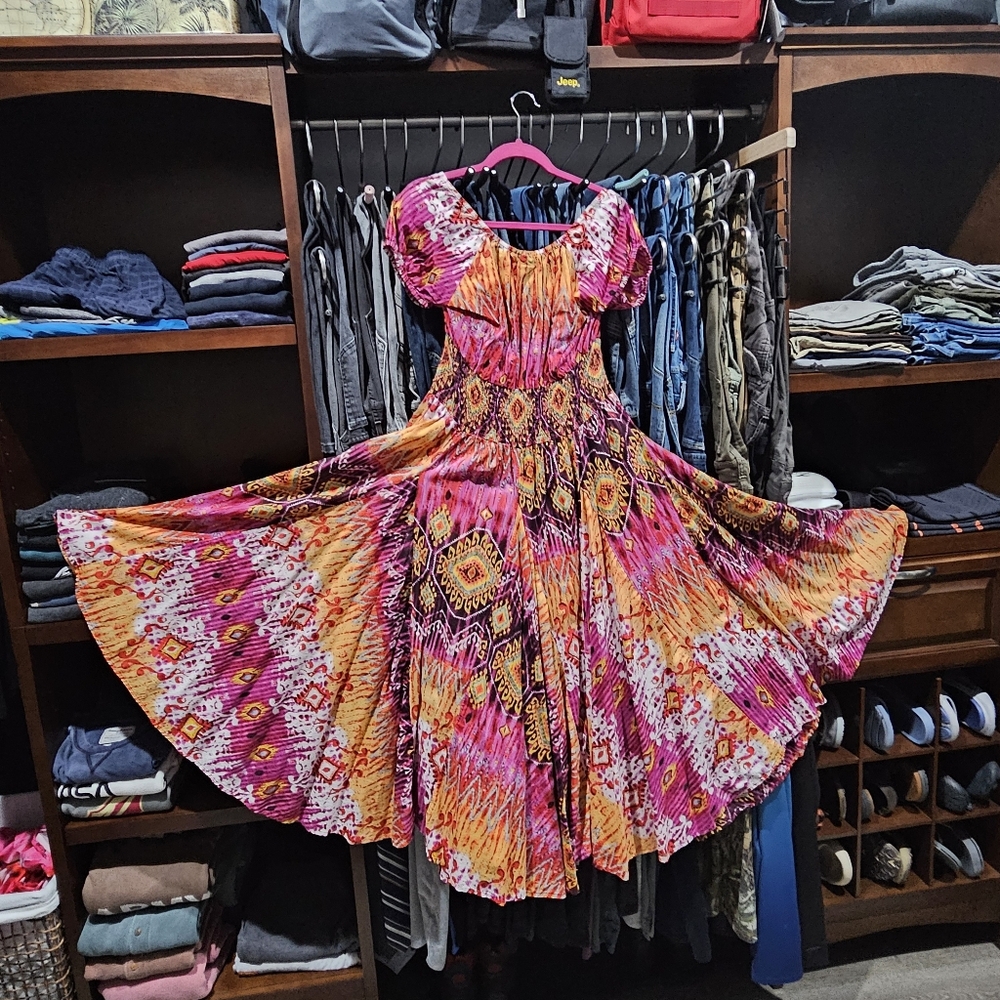 Westbound Baby Doll Full Circle Dress BoHo Ruched Stretch Waist Detailing Size L - Picture 13 of 17